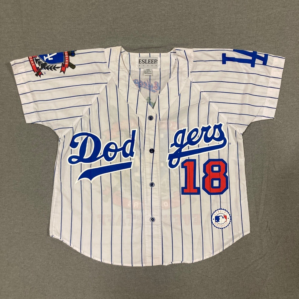 Vintage Esleep Los Angeles Dodgers Baseball Jersey Sleep Shirt Large Pinstripe
